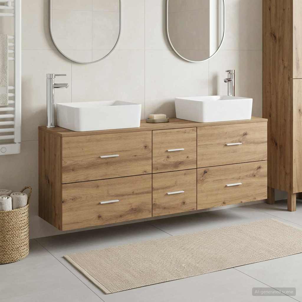 Vannitoa kapikomplekt 3 tk Artisan tamm 53 x 34,5 x 63 cm