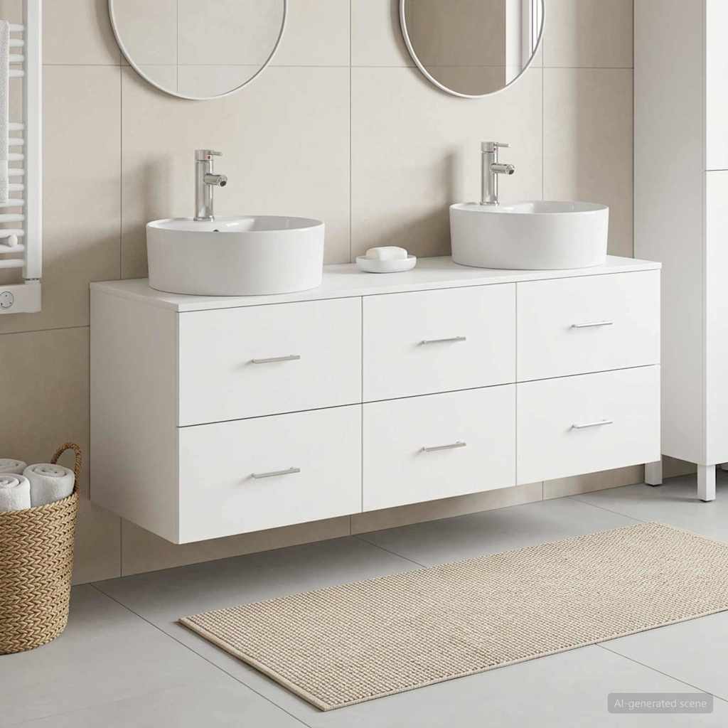 vidaXL Badrumsskåpsset 3 st Vit 62,5 x 44,5 x 50 cm Konstruerat trä
