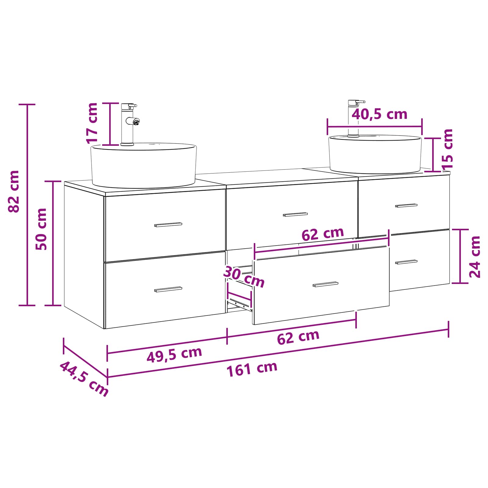 Bathroom Cabinet Set size guide
