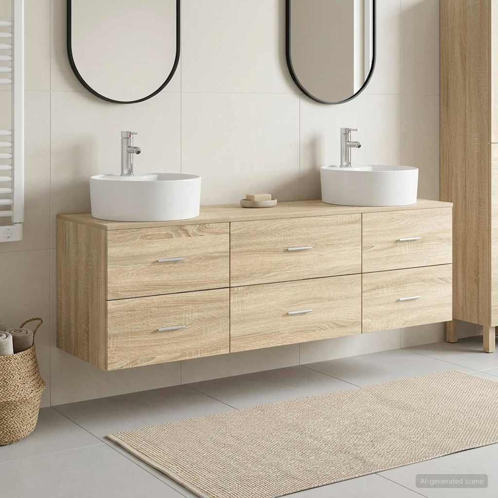 vidaXL Badrumsskåpsset 3 st Sonoma-ek 161,5 x 44,5 x 82 cm