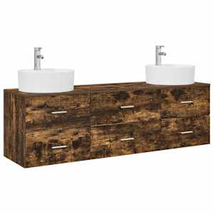 vidaXL Vannitoa kapikomplekt 3 tk Suitsutatud tamm 62,5 x 44,5 x 50 cm