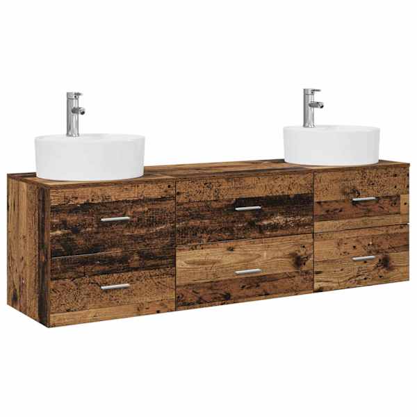 vidaXL Vannitoa kapikomplekt 3 tk Vana puit 62,5 x 44,5 x 50 cm