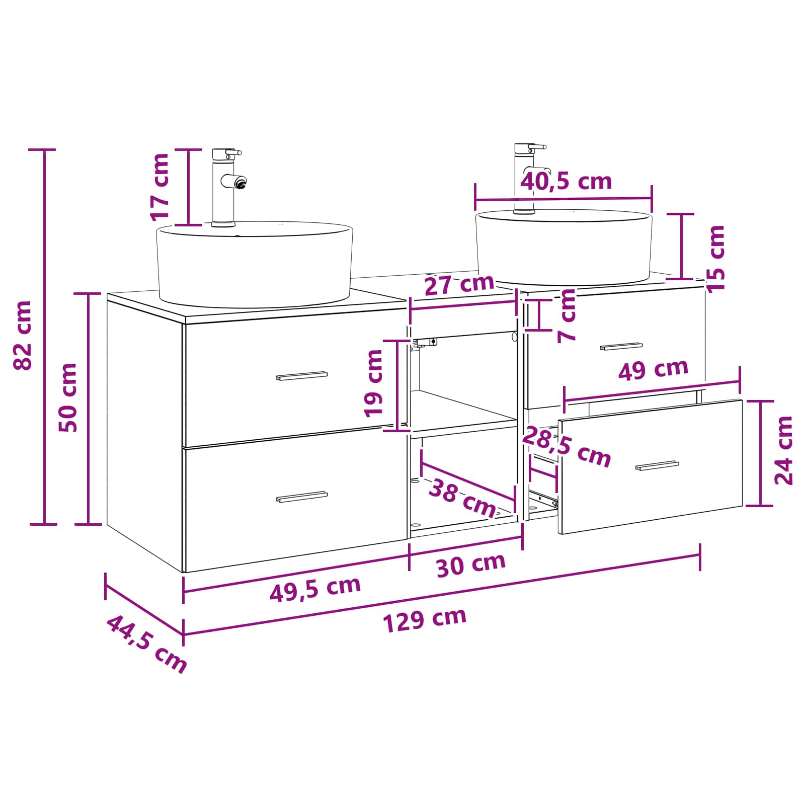 Bathroom Cabinet Set size guide