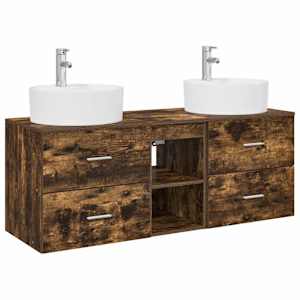 vidaXL Vannitoa kapikomplekt 3 tk Suitsutatud tamm 49,5 x 44,5 x 65 cm