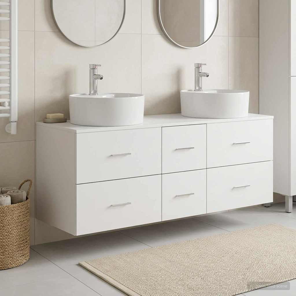 vidaXL Badrumsmöbelset 3 st Vit 49,5 x 44,5 x 65 cm Konstruerat trä