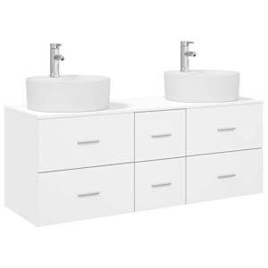 vidaXL Vannitoa m&ouml;&ouml;bleset 3 tk Valge 49,5 x 44,5 x 65 cm Tehispuit