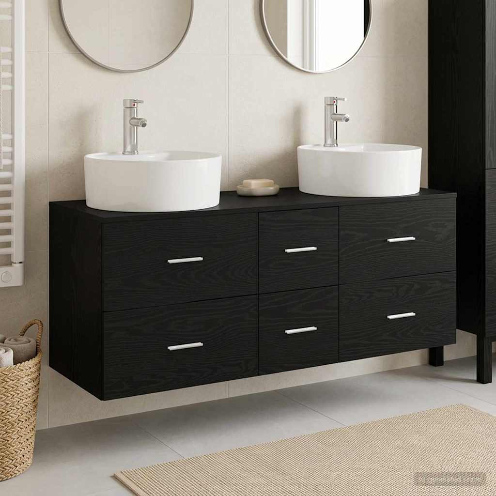 vidaXL Badrumsmöbelset 3 st Svart 49,5 x 44,5 x 65 cm Konstruerat trä