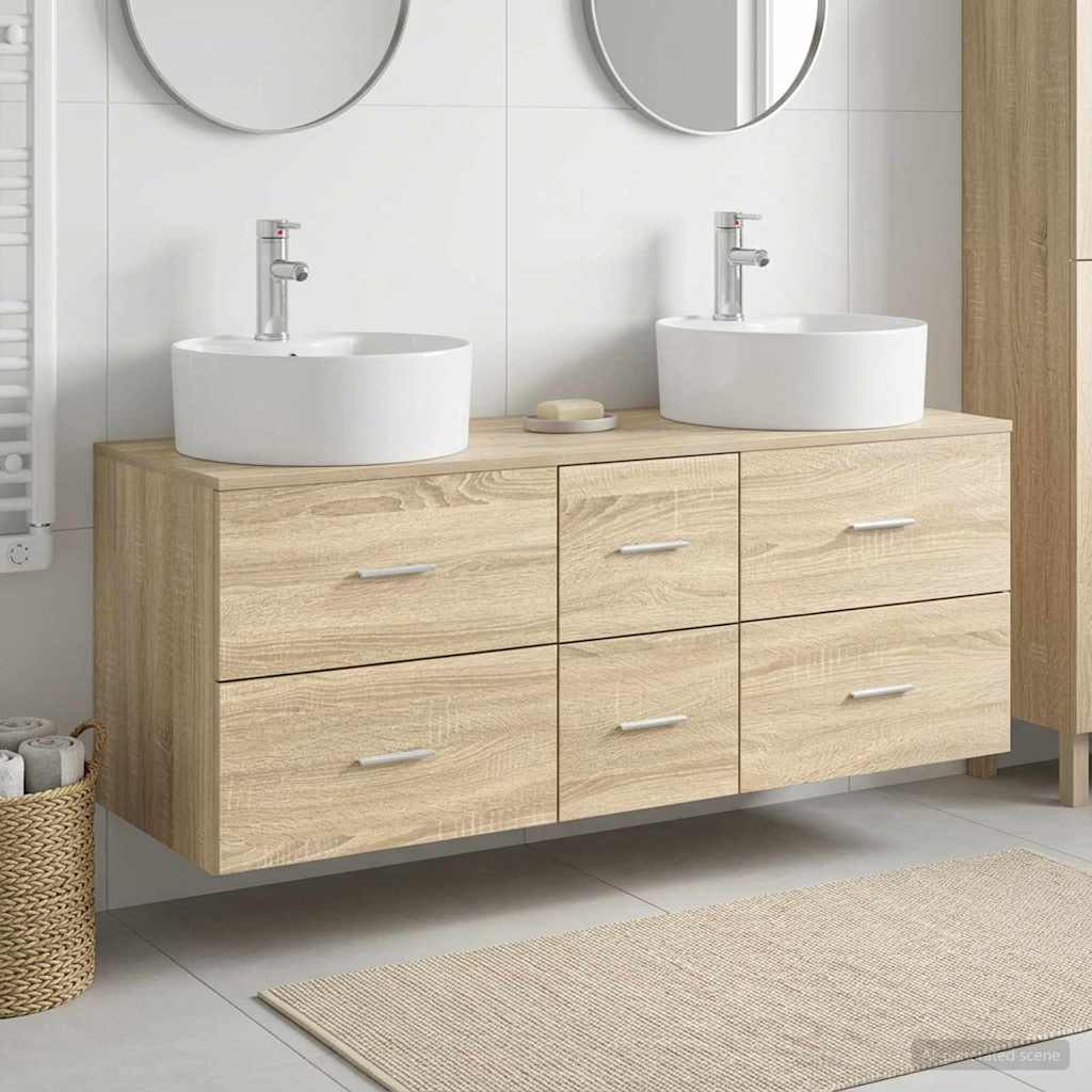 vidaXL Badrumsmöbelset 3 st Sonoma-ek 49,5 x 44,5 x 65 cm