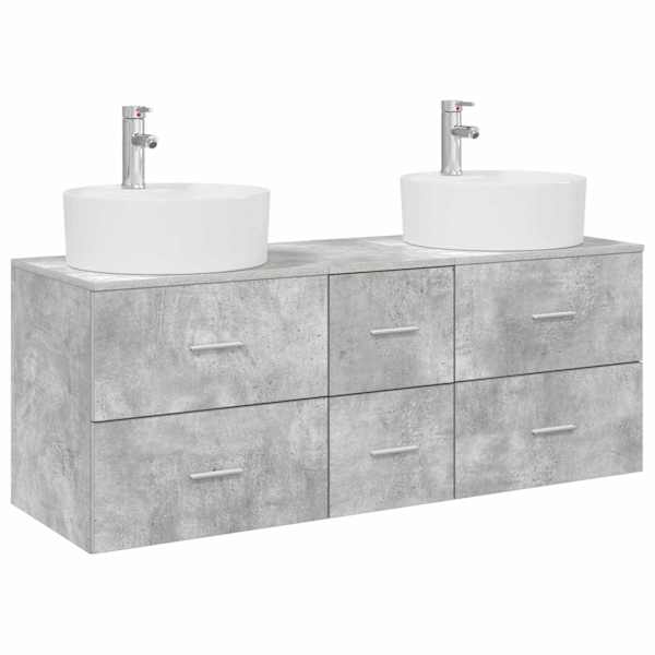 vidaXL Vannitoa m&ouml;&ouml;bleset 3 tk Betoonhall 49,5 x 44,5 x 65 cm