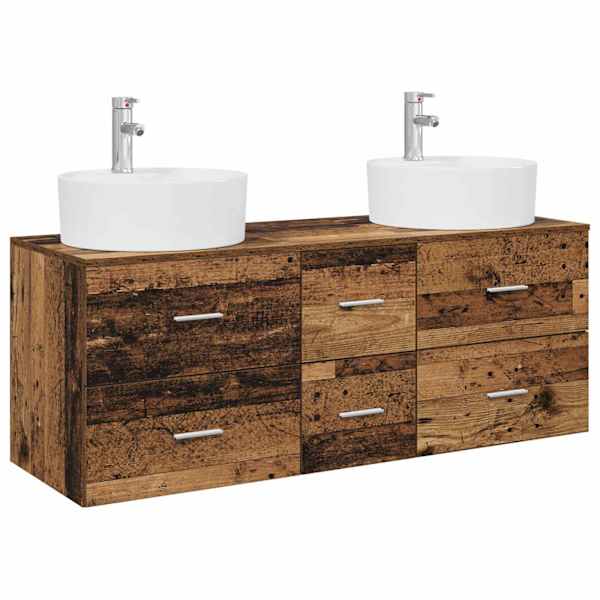 vidaXL Vannitoa m&ouml;&ouml;bleset 3 tk Vana puit 49,5 x 44,5 x 65 cm Tehispuit