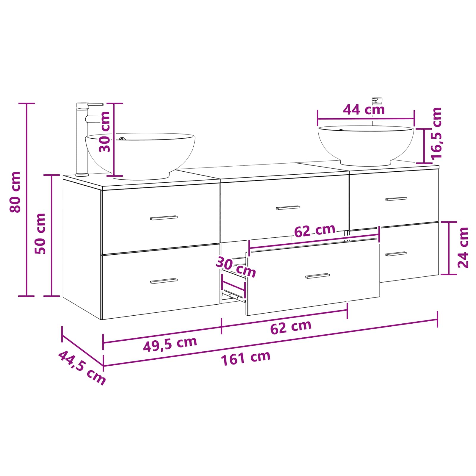 Bathroom Furniture Set size guide