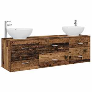 vidaXL Vannitoa m&ouml;&ouml;bleset 3 tk Vana puit 49,5 x 44,5 x 65 cm Tehispuit