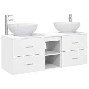 vidaXL Vannitoa m&ouml;&ouml;bleset 3 tk Valge 49,5 x 44,5 x 65 cm Tehispuit