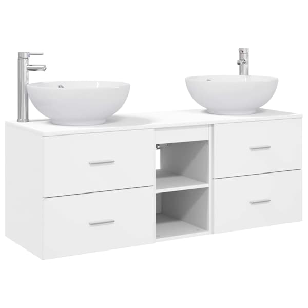 vidaXL Vannitoa m&ouml;&ouml;bleset 3 tk Valge 49,5 x 44,5 x 65 cm Tehispuit