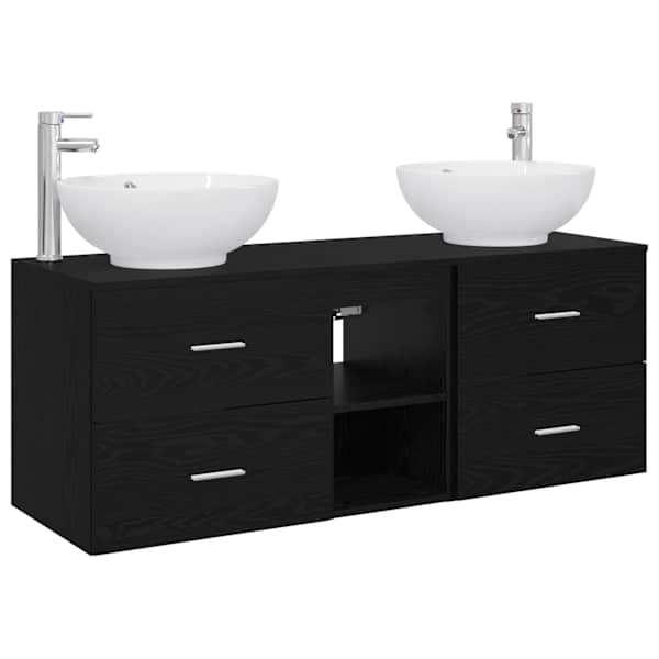vidaXL Vannitoa m&ouml;&ouml;bleset 3 tk Must 49,5 x 44,5 x 65 cm Tehispuit