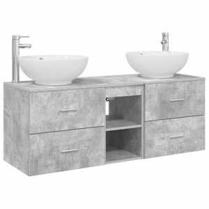 vidaXL Vannitoa m&ouml;&ouml;bleset 3 tk Betoonhall 49,5 x 44,5 x 65 cm