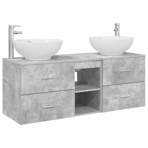 vidaXL Vannitoa m&ouml;&ouml;bleset 3 tk Betoonhall 49,5 x 44,5 x 65 cm