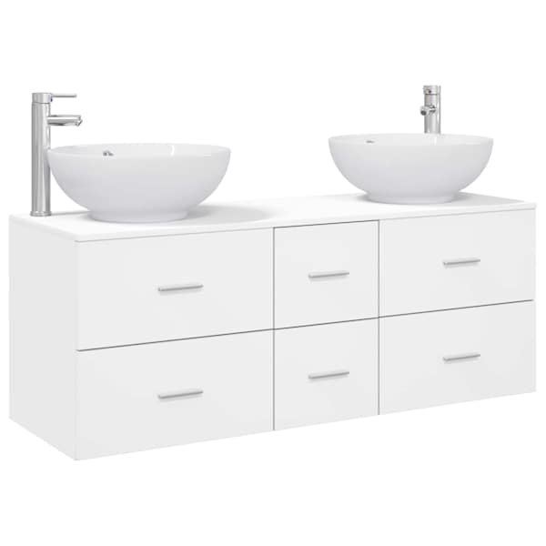 vidaXL Vannitoa m&ouml;&ouml;bleset 3 tk Valge 49,5 x 44,5 x 65 cm Tehispuit