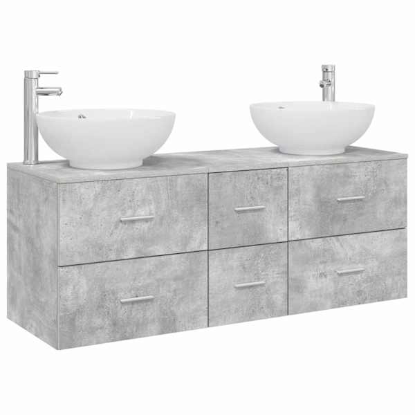 vidaXL Vannitoa m&ouml;&ouml;bleset 3 tk Betoonhall 49,5 x 44,5 x 65 cm