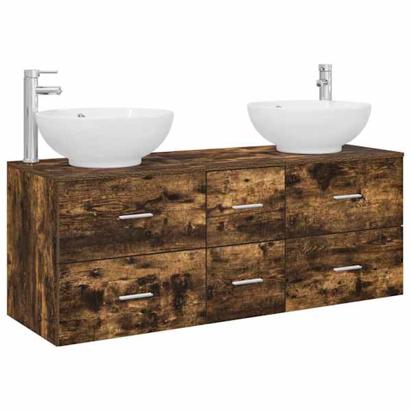 vidaXL Vannitoa m&ouml;&ouml;bleset 3 tk Suitsutatud tamm 49,5 x 44,5 x 65 cm