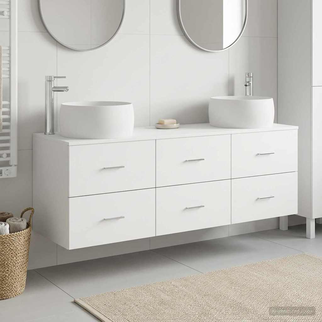 vidaXL Badrumsmöbelset 3 st Vit 49,5 x 44,5 x 66 cm Konstruerat trä