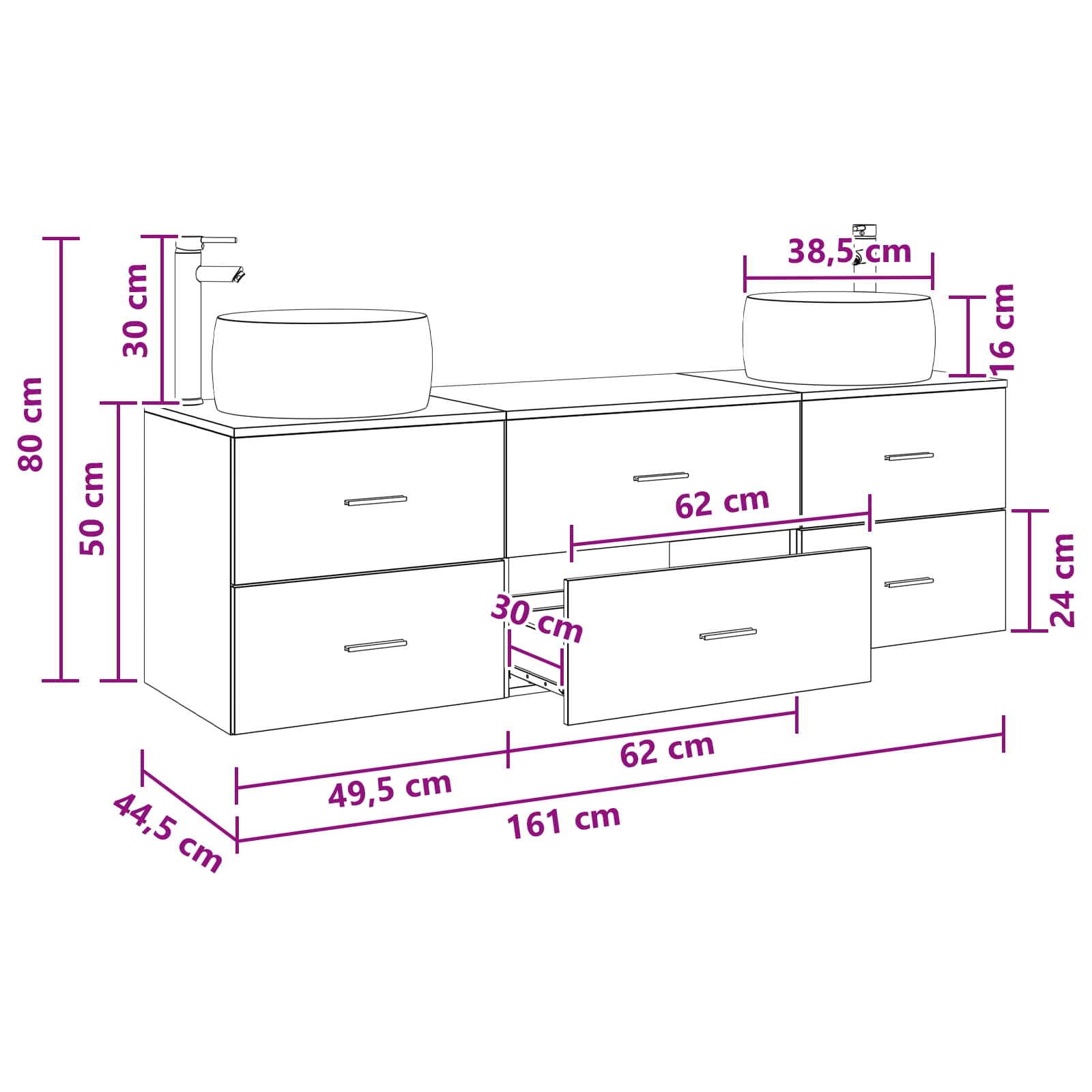 Bathroom Furniture Set size guide