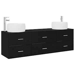 vidaXL Vannitoa m&ouml;&ouml;bleset 3 tk Must 49,5 x 44,5 x 66 cm Tehispuit