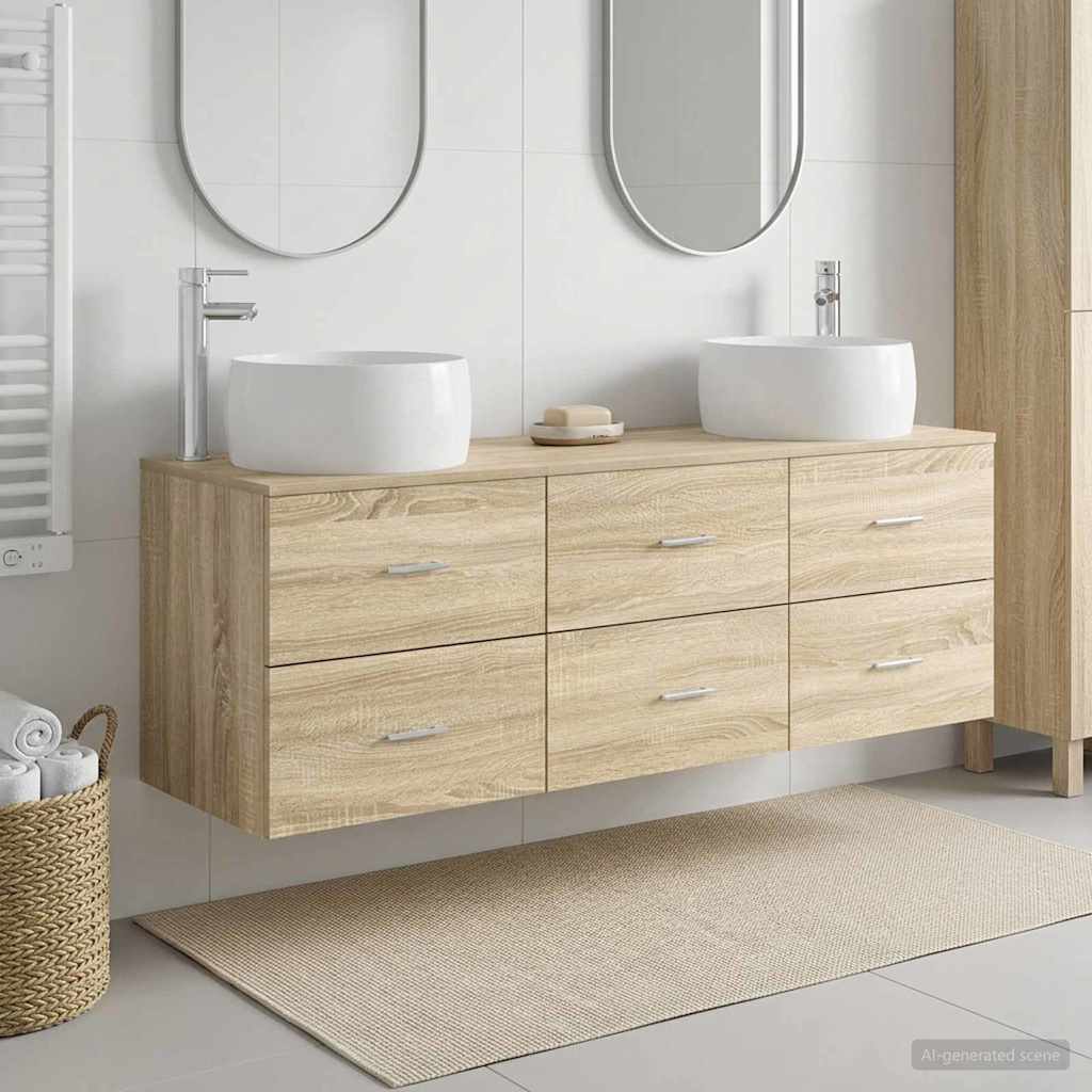 vidaXL Badrumsmöbelset 3 st Sonoma-ek 49,5 x 44,5 x 66 cm
