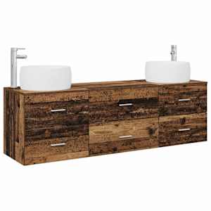 vidaXL Vannitoa m&ouml;&ouml;bleset 3 tk Vana puit 49,5 x 44,5 x 66 cm Tehispuit