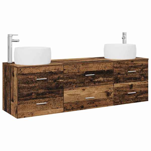vidaXL Vannitoa m&ouml;&ouml;bleset 3 tk Vana puit 49,5 x 44,5 x 66 cm Tehispuit