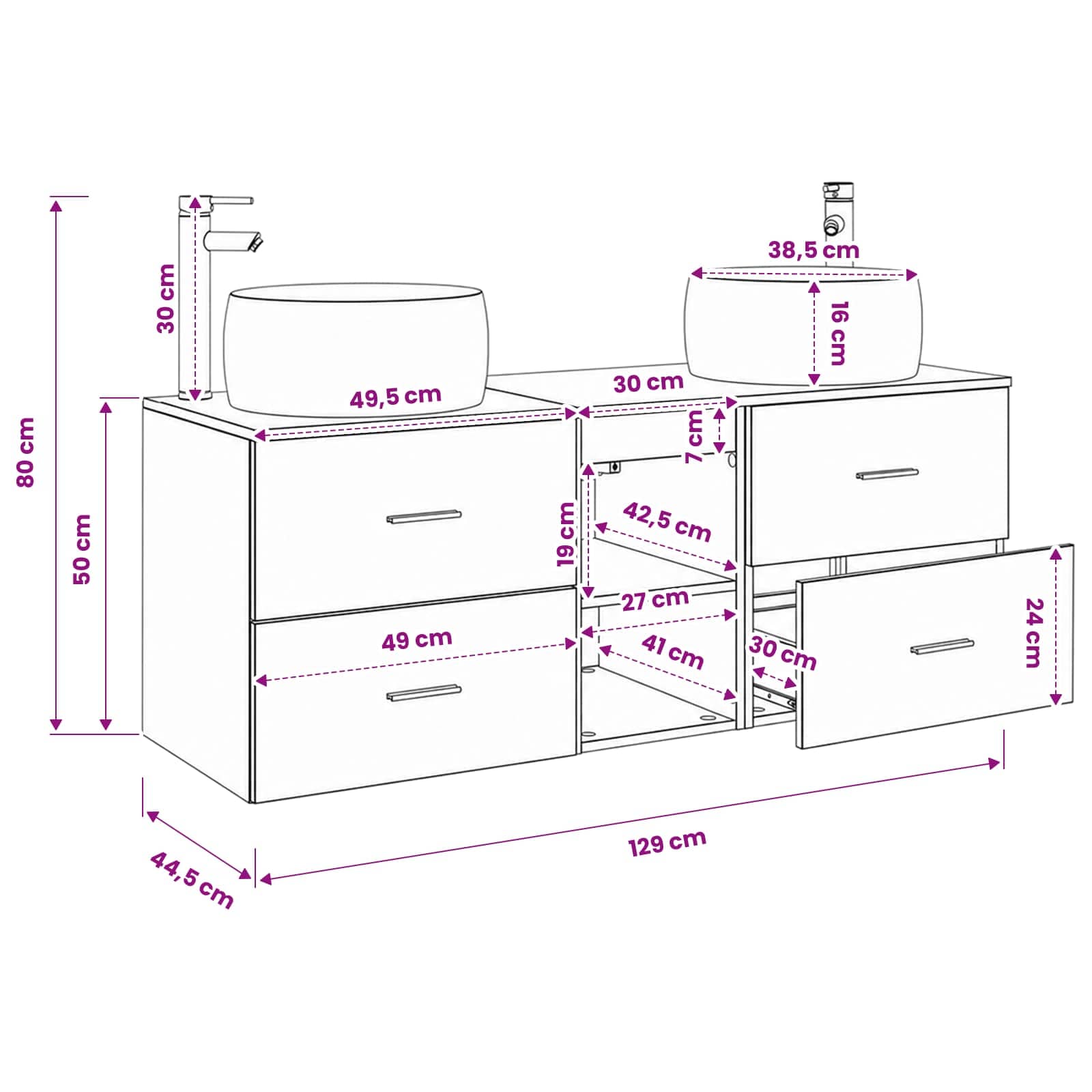 vidaXL Wandmontiertes Badezimmerschrank-Set 3 stk. Sonoma-Eiche – Bild 13