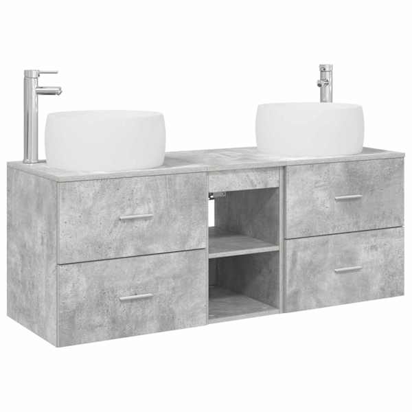 vidaXL Vannitoa m&ouml;&ouml;bleset 3 tk Betoonhall 49,5 x 44,5 x 66 cm
