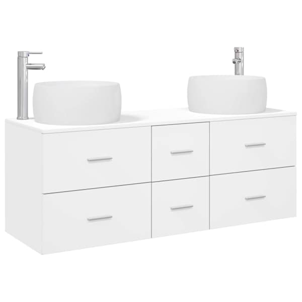 vidaXL Vannitoa m&ouml;&ouml;bleset 3 tk Valge 49,5 x 44,5 x 66 cm Tehispuit
