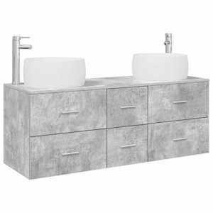 vidaXL Vannitoa m&ouml;&ouml;bleset 3 tk Betoonhall 49,5 x 44,5 x 66 cm