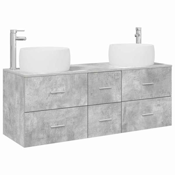 vidaXL Vannitoa m&ouml;&ouml;bleset 3 tk Betoonhall 49,5 x 44,5 x 66 cm