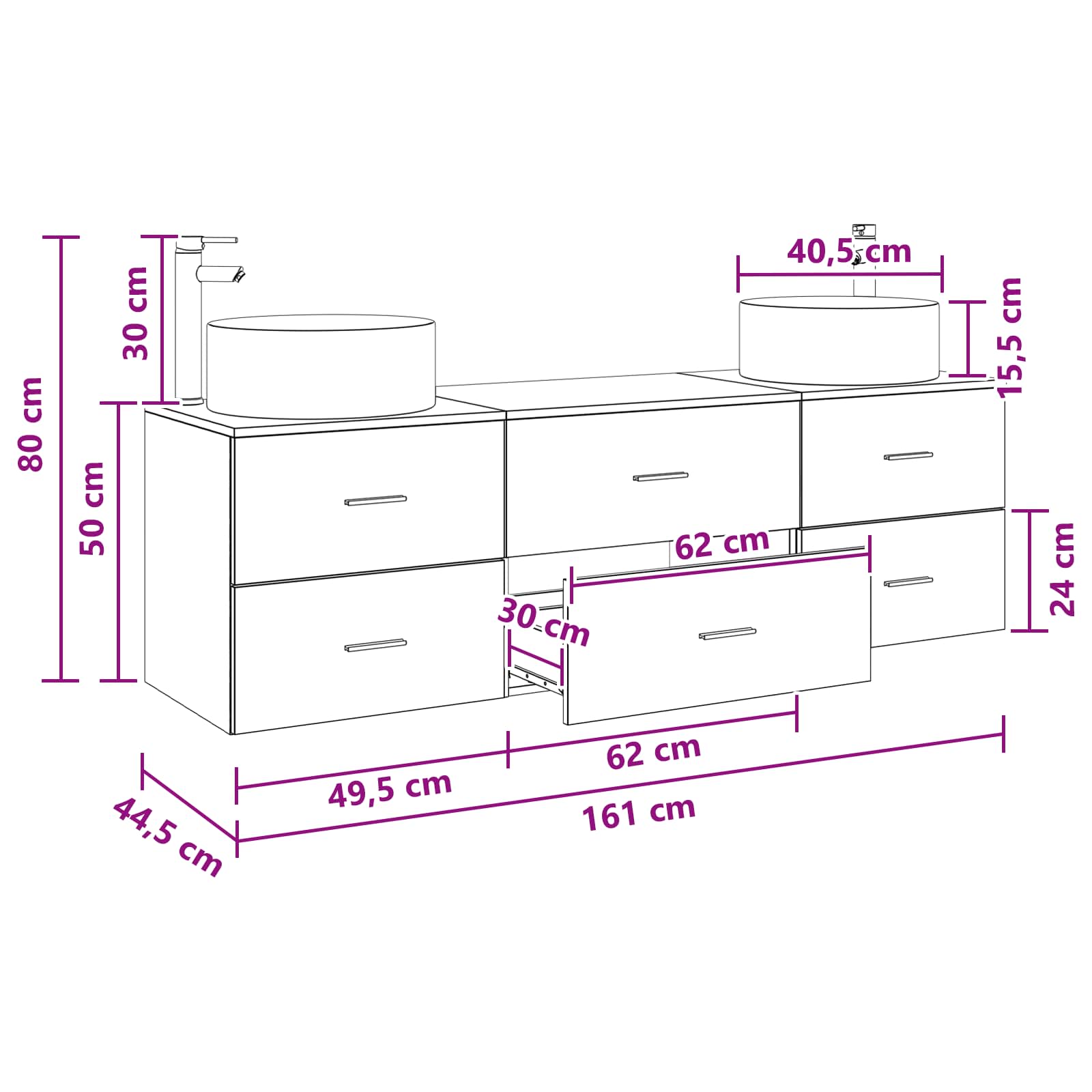 Bathroom Furniture Set size guide