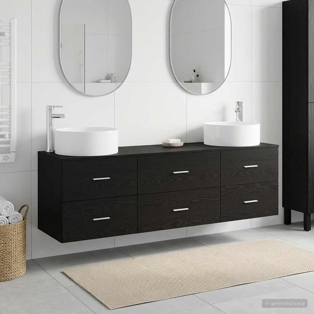 vidaXL Badrumsmöbelset 3 st Svart 49,5 x 44,5 x 65,5 cm