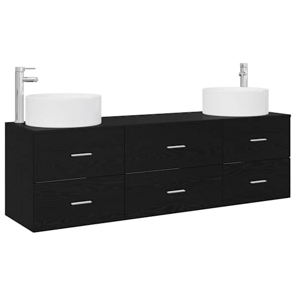 vidaXL Vannitoa m&ouml;&ouml;bleset 3 tk Must 49,5 x 44,5 x 65,5 cm Tehispuit