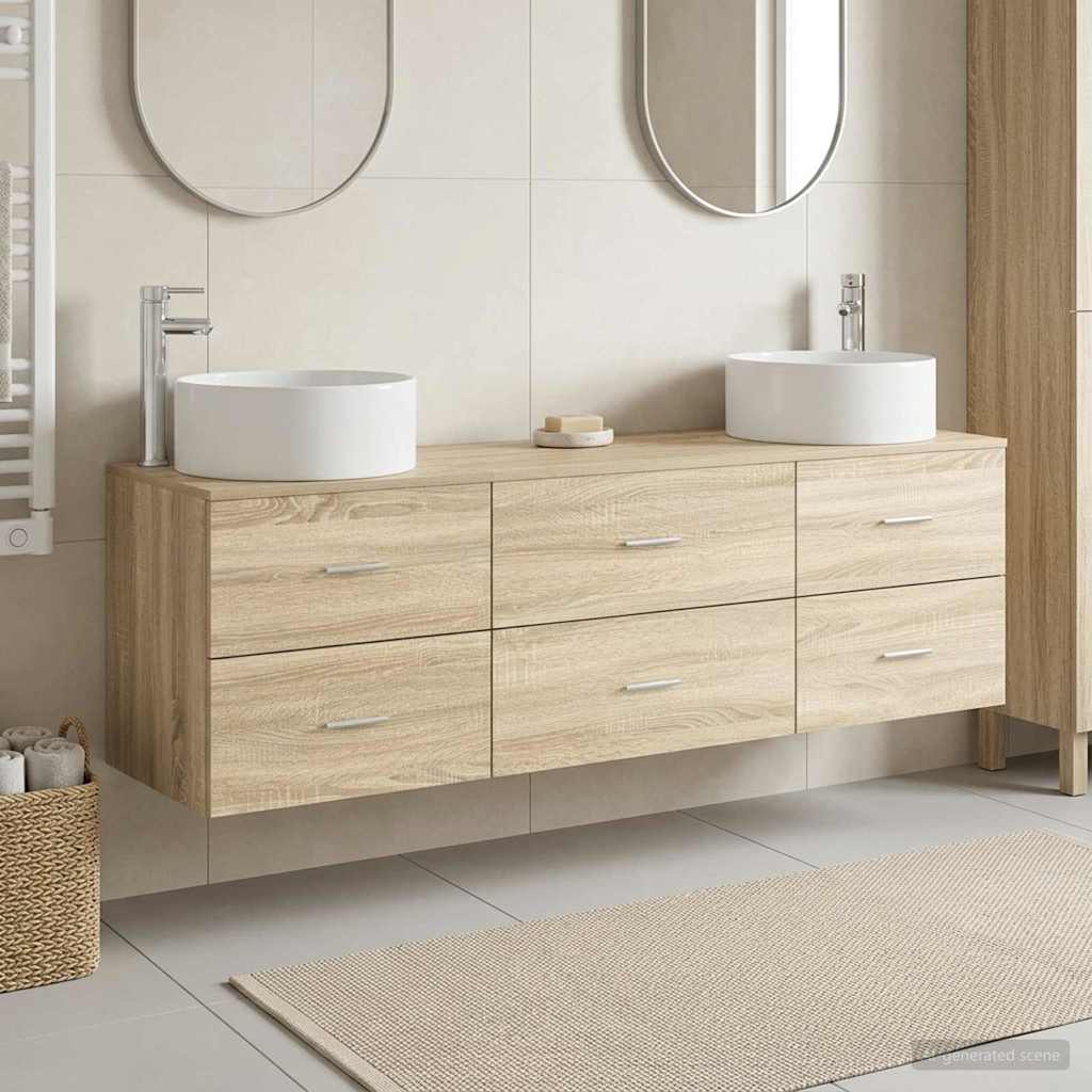 vidaXL Badrumsmöbelset 3 st Sonoma-ek 49,5 x 44,5 x 65,5 cm