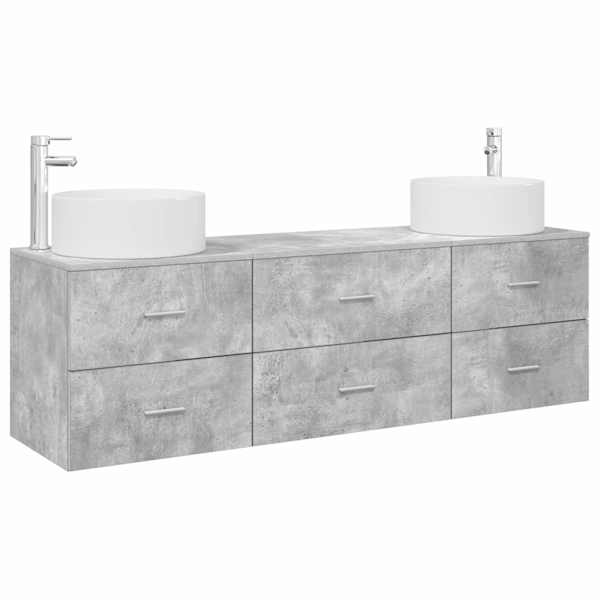 vidaXL Vannitoa m&ouml;&ouml;bleset 3 tk Betoonhall 49,5 x 44,5 x 65,5 cm