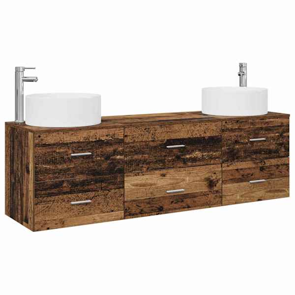 vidaXL Vannitoa m&ouml;&ouml;bleset 3 tk Vana puit 49,5 x 44,5 x 65,5 cm