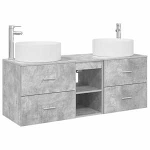 vidaXL Vannitoa m&ouml;&ouml;bleset 3 tk Betoonhall 49,5 x 44,5 x 65,5 cm