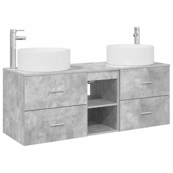 vidaXL Vannitoa m&ouml;&ouml;bleset 3 tk Betoonhall 49,5 x 44,5 x 65,5 cm