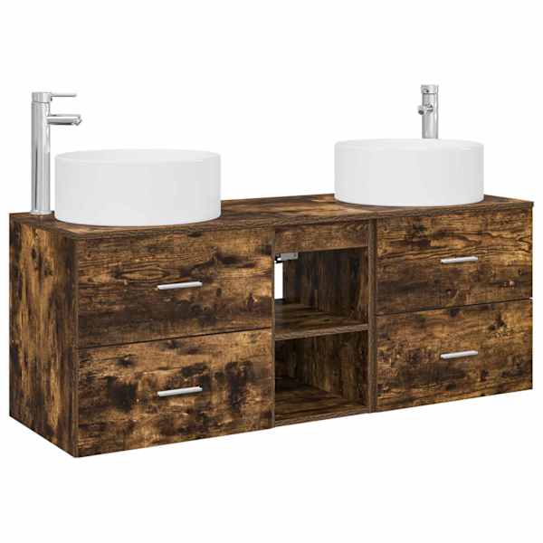 vidaXL Vannitoa m&ouml;&ouml;bleset 3 tk Suitsutatud tamm 49,5 x 44,5 x 65,5 cm