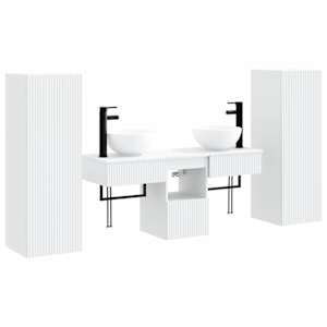 vidaXL Vannitoa m&ouml;&ouml;bleset 5 tk Valge 33 x 34,5 x 100 cm Tehispuit