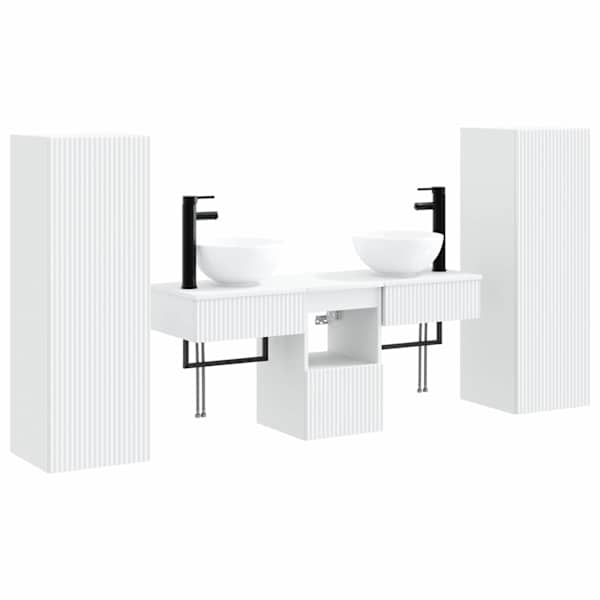 vidaXL Vannitoa m&ouml;&ouml;bleset 5 tk Valge 33 x 34,5 x 100 cm Tehispuit