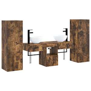 vidaXL Vannitoa m&ouml;&ouml;bleset 5 tk Suitsutatud tamm 33 x 34,5 x 100 cm