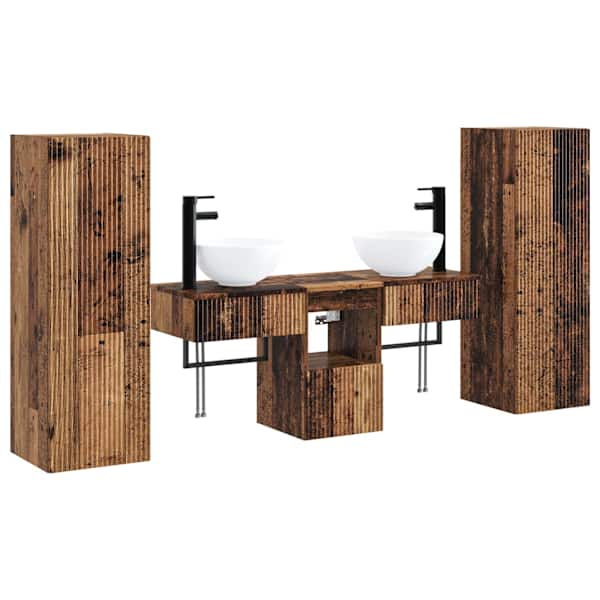 vidaXL Vannitoa m&ouml;&ouml;bleset 5 tk Vana puit 33 x 34,5 x 100 cm Tehispuit
