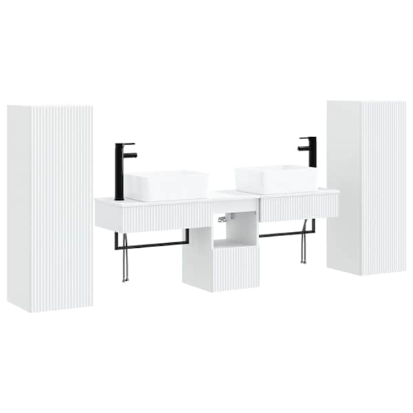 vidaXL Vannitoa m&ouml;&ouml;bleset 5 tk Valge 33 x 34,5 x 100 cm Tehispuit
