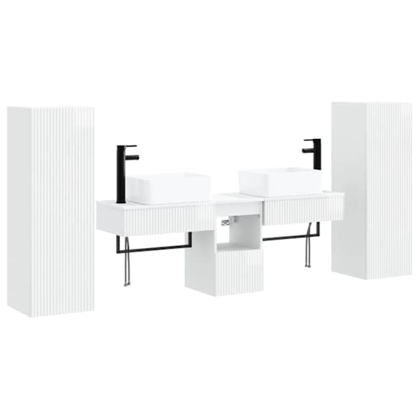 vidaXL Vannitoa m&ouml;&ouml;bleset 5 tk K&otilde;rgl&auml;ikega valge 33 x 34,5 x 100 cm